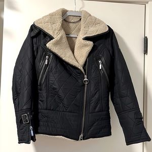 Barbour bomber jacket with shearling lining